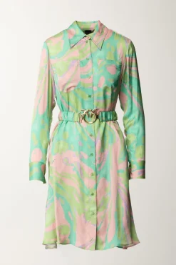 Pinko Chemisier Stampa Splash con CinturaMULT.VERDE/ROSA