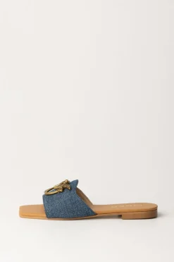 Pinko Ciabattine Flat In Jeans con LogoDENIM BLU