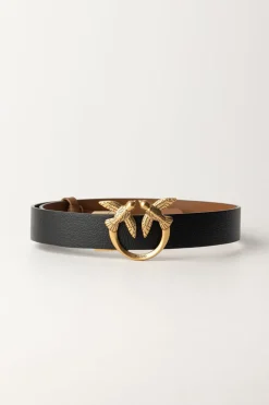 Pinko Cintura Love Birds In PelleNERO/CUOIO-ANTIQUE GOLD