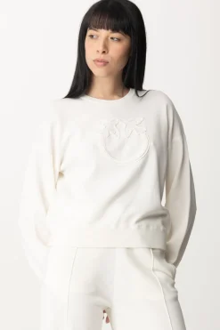Pinko Felpa con Ricamo Logo Love BirdsBIANCO BRILL.