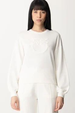 Pinko Felpa con Ricamo Logo Love BirdsBIANCO BRILL.
