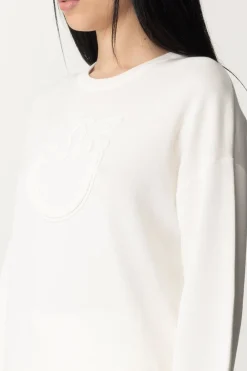 Pinko Felpa con Ricamo Logo Love BirdsBIANCO BRILL.
