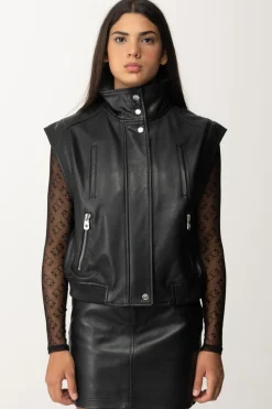 Pinko Giacca Biker In Pelle SmanicataNERO LIMOUSINE