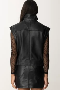 Pinko Giacca Biker In Pelle SmanicataNERO LIMOUSINE