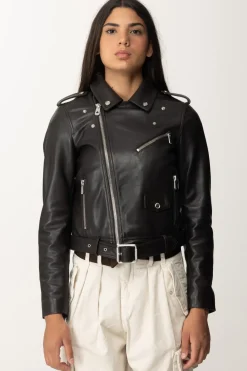 Pinko Giacca Costa Rica In PelleMARRONE OLTRE BUIO