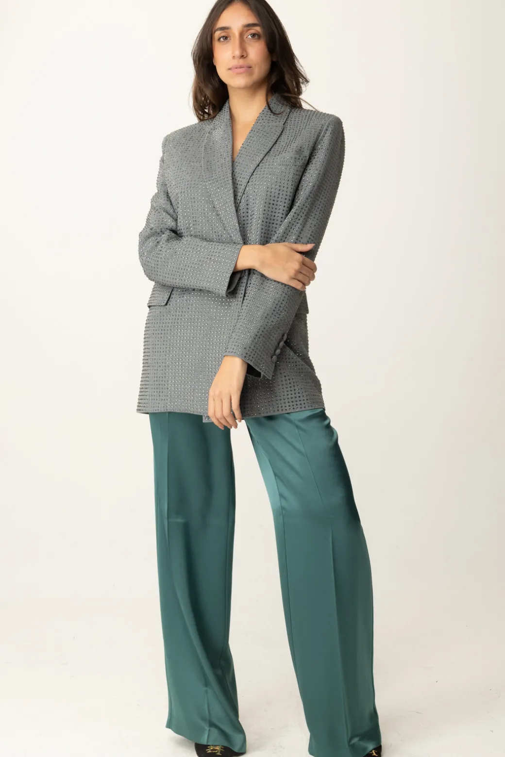 Pinko Giacca Doppiopetto Over con StrassGRIGIO - EBANO