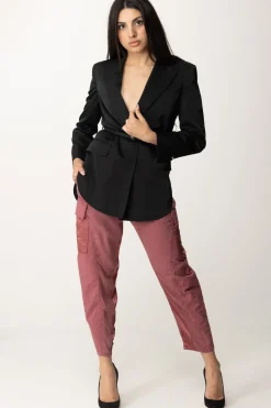 Pinko Giacca Satin con CinturaNERO LIMOUSINE