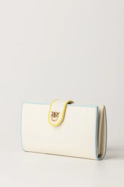 Pinko Horizontal Flat WalletBIANCO SETA-ANTIQUE GOLD