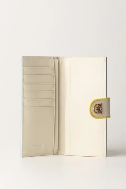 Pinko Horizontal Flat WalletBIANCO SETA-ANTIQUE GOLD
