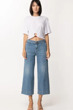 Pinko Jeans Crop con Cintura LogataBLU-PORCELLANA DELF