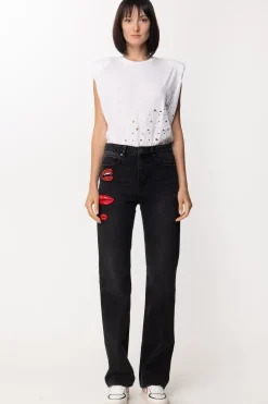 Pinko Jeans Flare con Ricami KissNERO LIMOUSINE