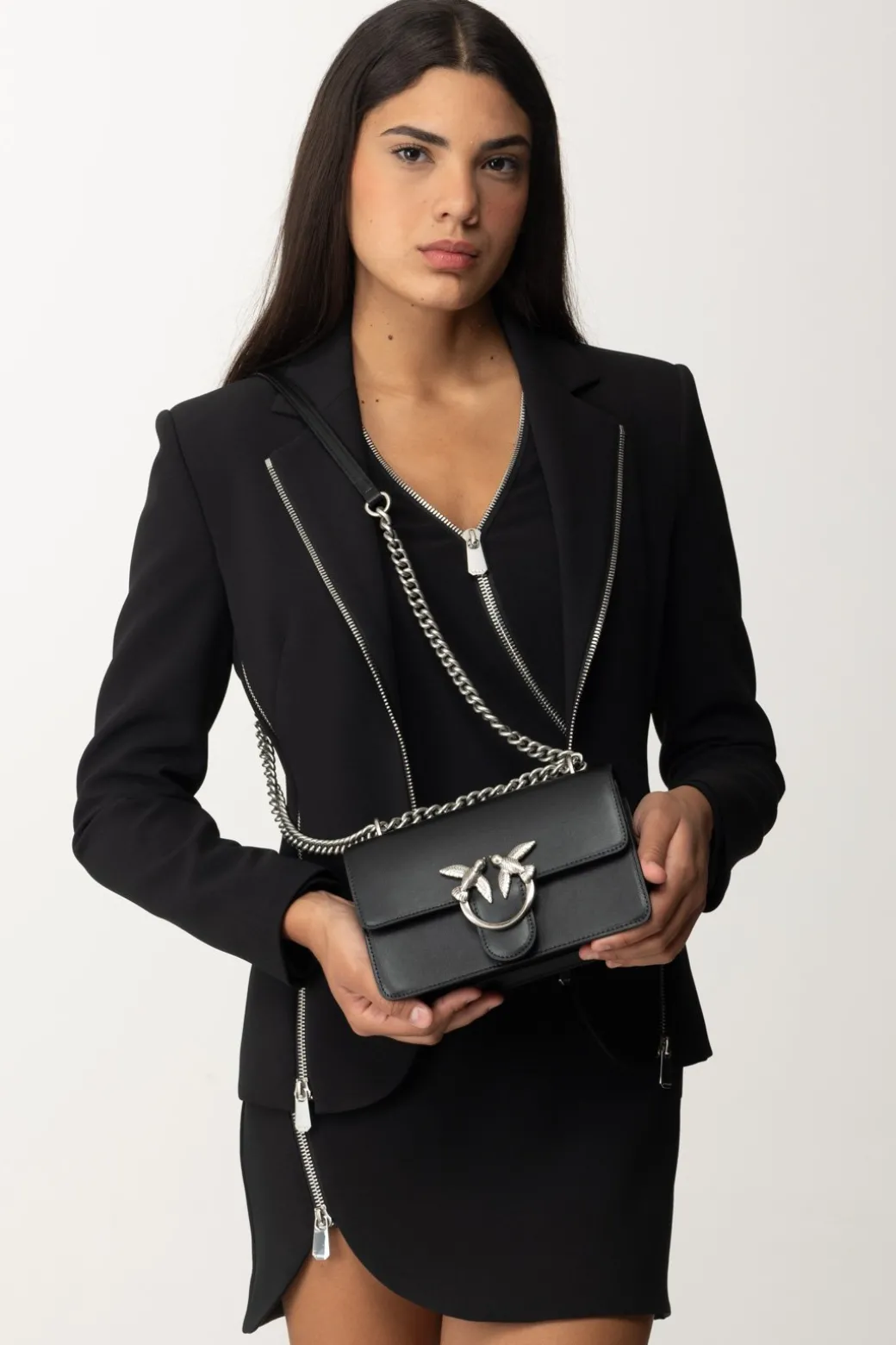 Pinko Love One Mini BagNERO-OLD SILVER