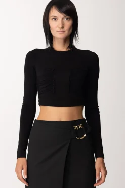 Pinko Maglia con Arricciature FrontaliNERO LIMOUSINE