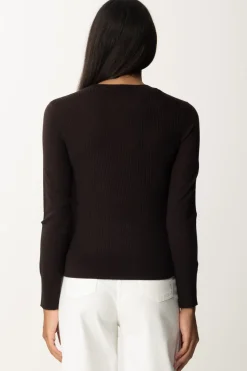 Pinko Maglia con Bottoni LateraliMARRONE