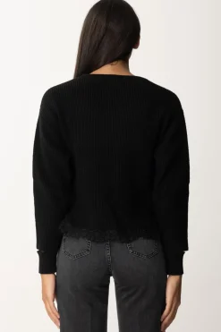 Pinko Maglia con Cut-out e PizzoNERO LIMOUSINE