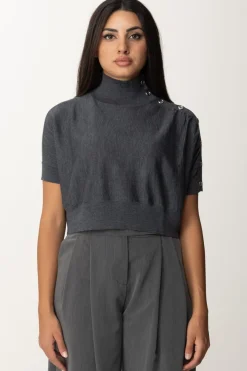 Pinko Maglia Crop con BottonciniGRIGIO - CORVO