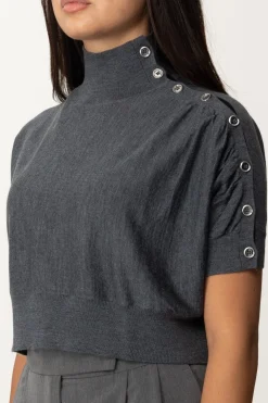 Pinko Maglia Crop con BottonciniGRIGIO - CORVO