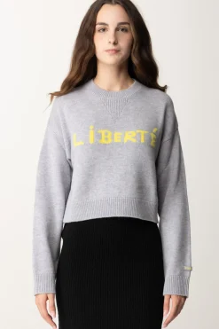 Pinko Maglia Crop In Lana LibertéGRIGIO CHIARO/GIALLO