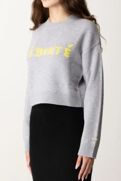 Pinko Maglia Crop In Lana LibertéGRIGIO CHIARO/GIALLO