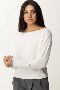 Pinko Maglia Scollo a Barca con Etichetta LogoBIANCO/GRIGIO