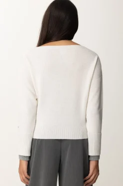 Pinko Maglia Scollo a Barca con Etichetta LogoBIANCO/GRIGIO