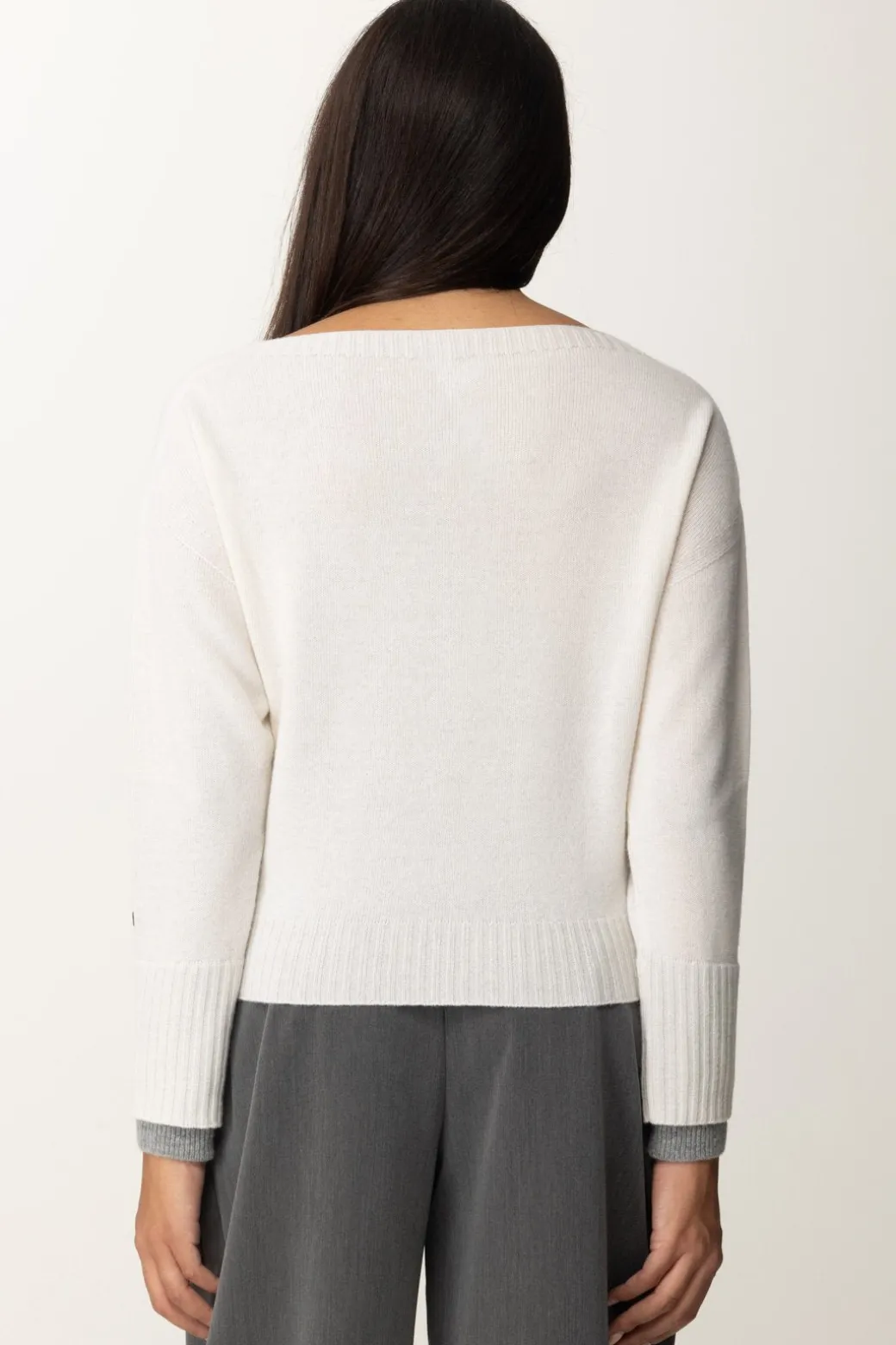 Pinko Maglia Scollo a Barca con Etichetta LogoBIANCO/GRIGIO