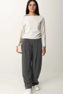 Pinko Maglia Scollo a Barca con Etichetta LogoBIANCO/GRIGIO