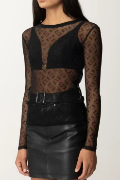 Pinko Maglia Trasparente con LoghiNERO LIMOUSINE