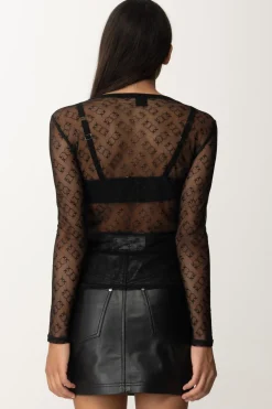 Pinko Maglia Trasparente con LoghiNERO LIMOUSINE