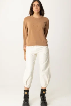 Pinko Maglia Tricot con Logo Love BirdsSCOIATTOLO CHIARO