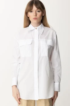 Pinko Maxi Camicia con Tasconi Al PettoBIANCO BRILL.