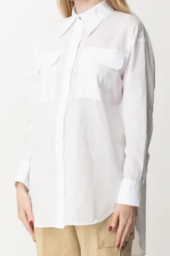 Pinko Maxi Camicia con Tasconi Al PettoBIANCO BRILL.