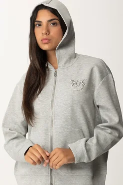 Pinko Maxi Felpa con Logo In StrassGRIGIO PIOGGERELLA