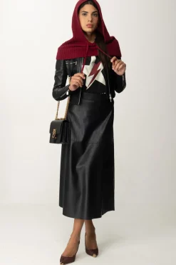 Pinko Maxi Gonna In Pelle Midi e Vestibilità SvasataNERO LIMOUSINE