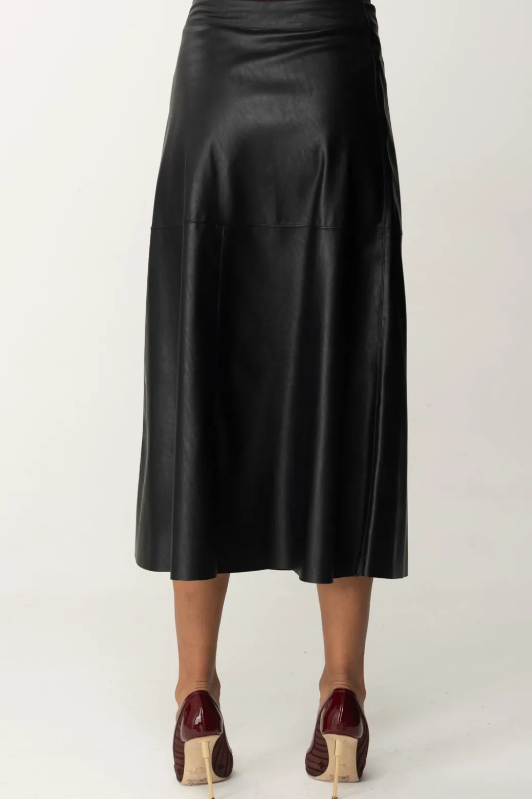 Pinko Maxi Gonna In Pelle Midi e Vestibilità SvasataNERO LIMOUSINE