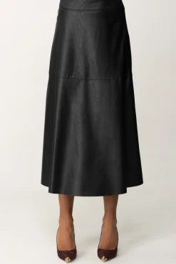 Pinko Maxi Gonna In Pelle Midi e Vestibilità SvasataNERO LIMOUSINE