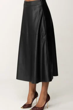 Pinko Maxi Gonna In Pelle Midi e Vestibilità SvasataNERO LIMOUSINE