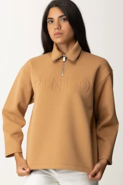 Pinko Maxi Maglia con Logo EmbossedBRONZO - CALDO