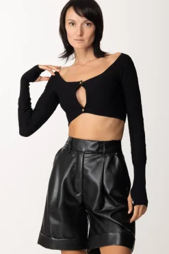 Pinko Micro Cardigan Stampa MonogramNERO LIMOUSINE