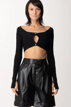 Pinko Micro Cardigan Stampa MonogramNERO LIMOUSINE