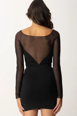 Pinko Mini Abito con Inserto In TulleNERO LIMOUSINE