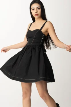 Pinko Mini Abito In Popeline con StringheNERO LIMOUSINE