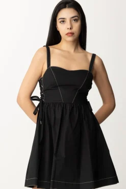 Pinko Mini Abito In Popeline con StringheNERO LIMOUSINE