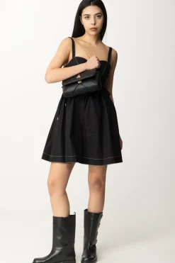 Pinko Mini Abito In Popeline con StringheNERO LIMOUSINE