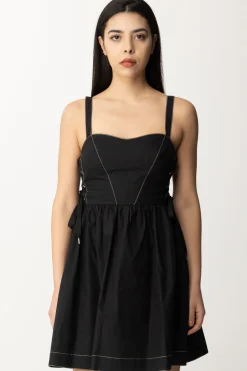 Pinko Mini Abito In Popeline con StringheNERO LIMOUSINE