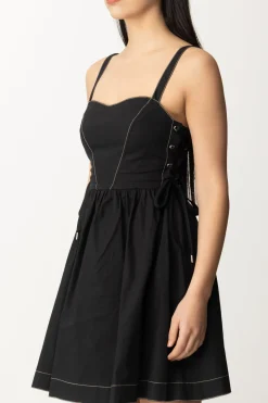 Pinko Mini Abito In Popeline con StringheNERO LIMOUSINE