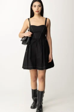 Pinko Mini Abito In Popeline con StringheNERO LIMOUSINE