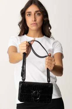 Pinko Mini Love Bag Click Cocco LucidoNERO LIMOUSINE BLOCK COLOR