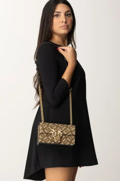 Pinko Mini Love Bag In Pelle con Strass MonogramBRONZO/ORO-ORO