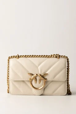 Pinko Mini Love Bag TrapuntataBIANCO SETA-ANTIQUE GOLD
